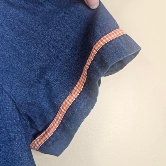 Go softly patio house dress vintage fall pumpkin denim size L cotton - Picture 5 of 5